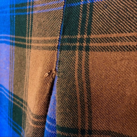 Urban Outfitters Blue, Brown, Black Plaid Long Sleeve Button-down Shirt Top XS - Picture 7 of 7